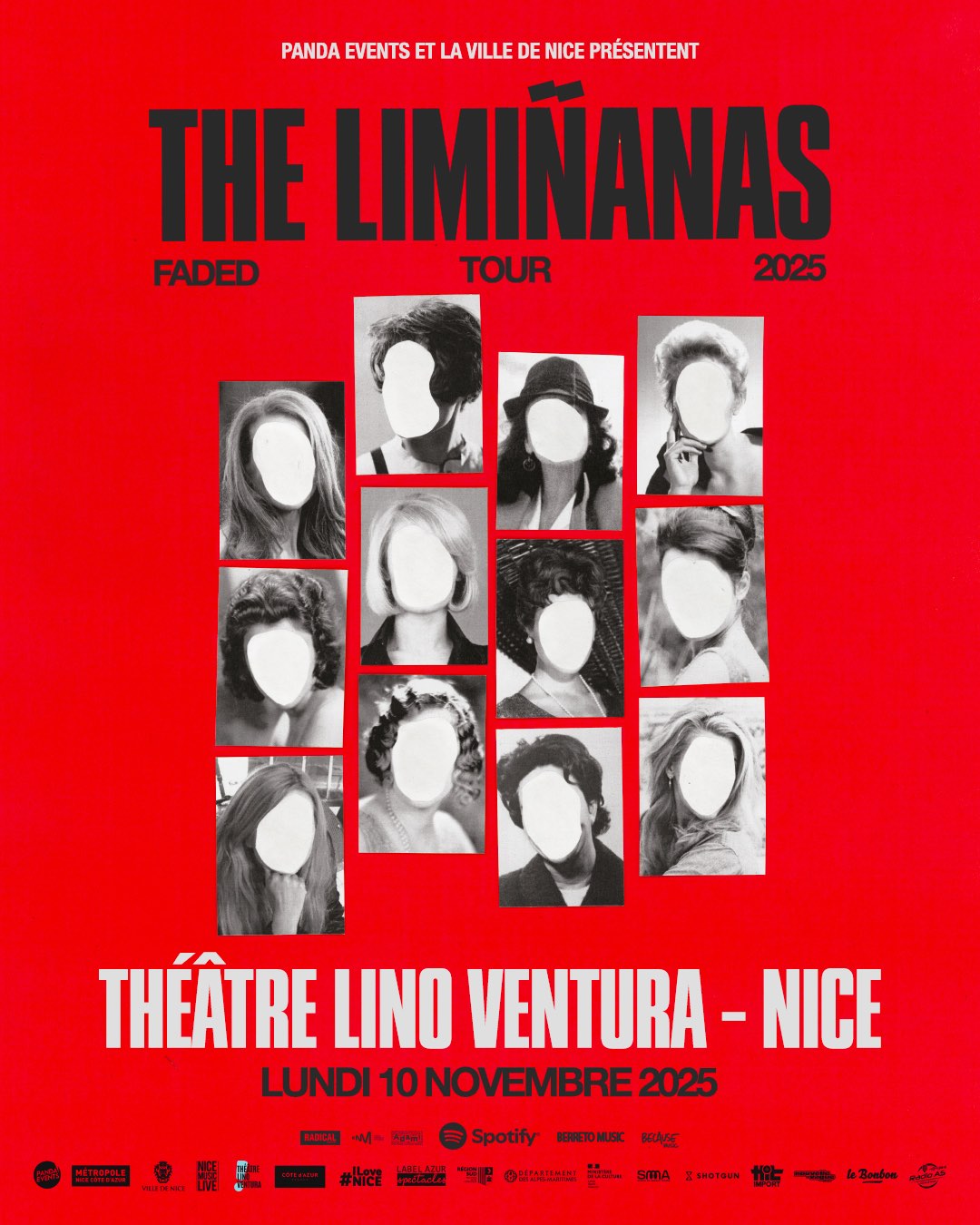 Affiche du concert des Limiñanas au Théâtre Lino Ventura à Nice le 10 novembre 2025, Faded Tour.