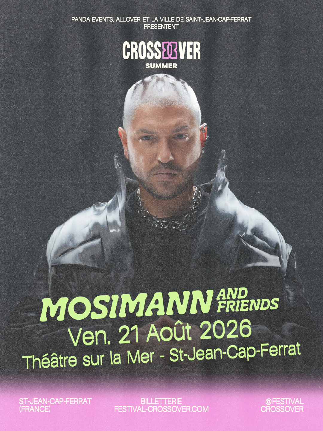 Affiche du concert de Mosimann & Friends au Théâtre sur la Mer à Saint-Jean-Cap-Ferrat pour le festival Crossover Summer le 21 août 2026.