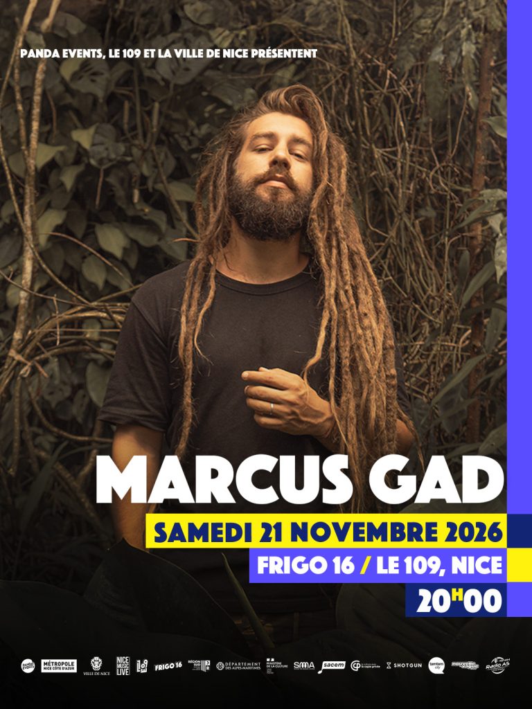 Affiche concert Marcus Gad au Frigo 16 à Nice le 21 novembre 2026 à 20h, ambiance jungle et reggae roots